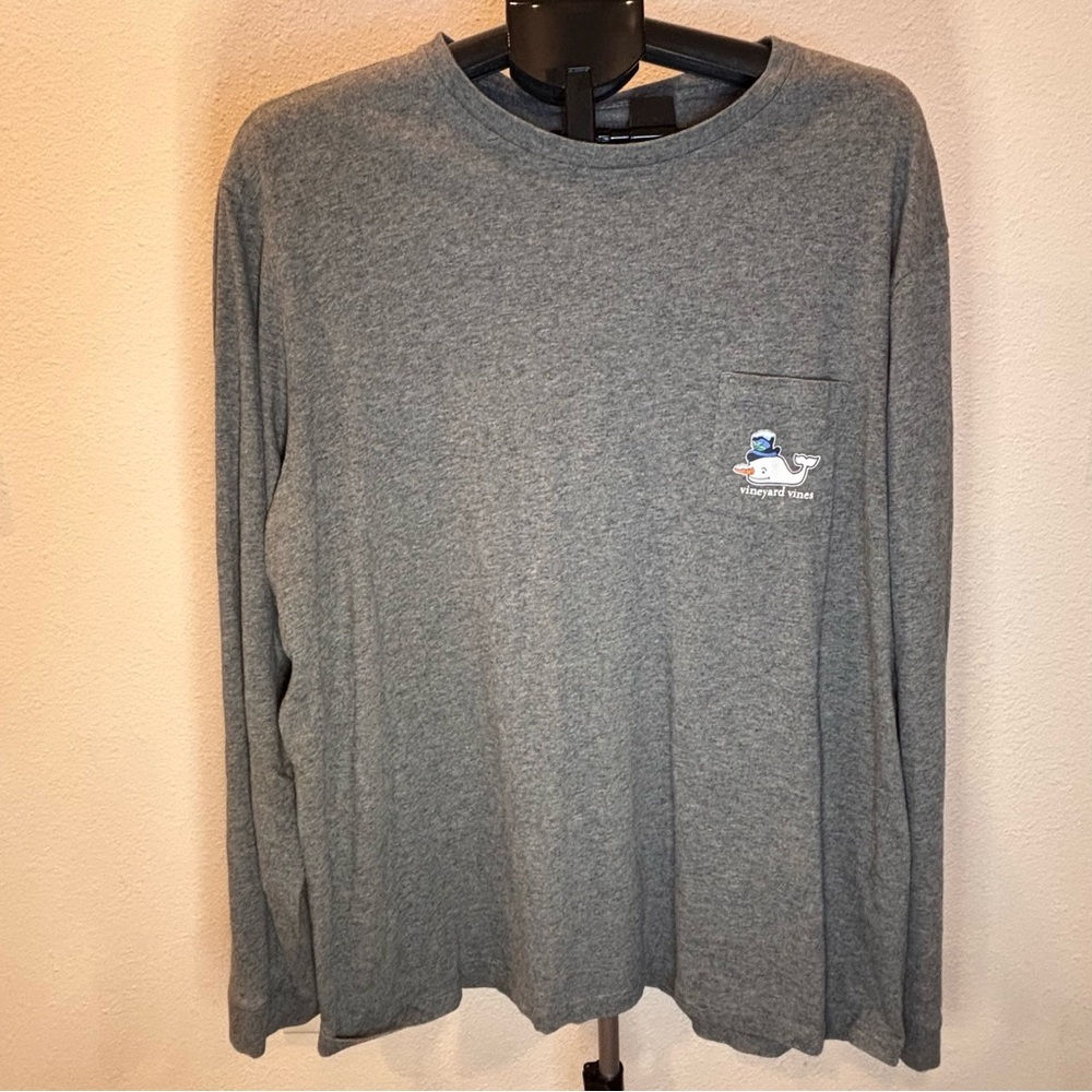 Vineyard Vines Men’s Long Sleeve T-Shirt Gray XL Christmas Theme